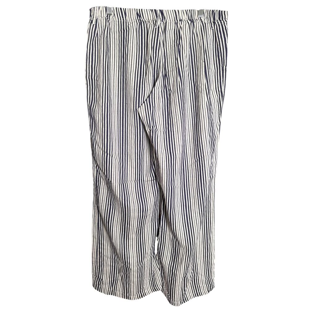 Just Living Casual Wide Striped Pants Large Cotton/Rayon Navy Blue - Picture 2 of 7